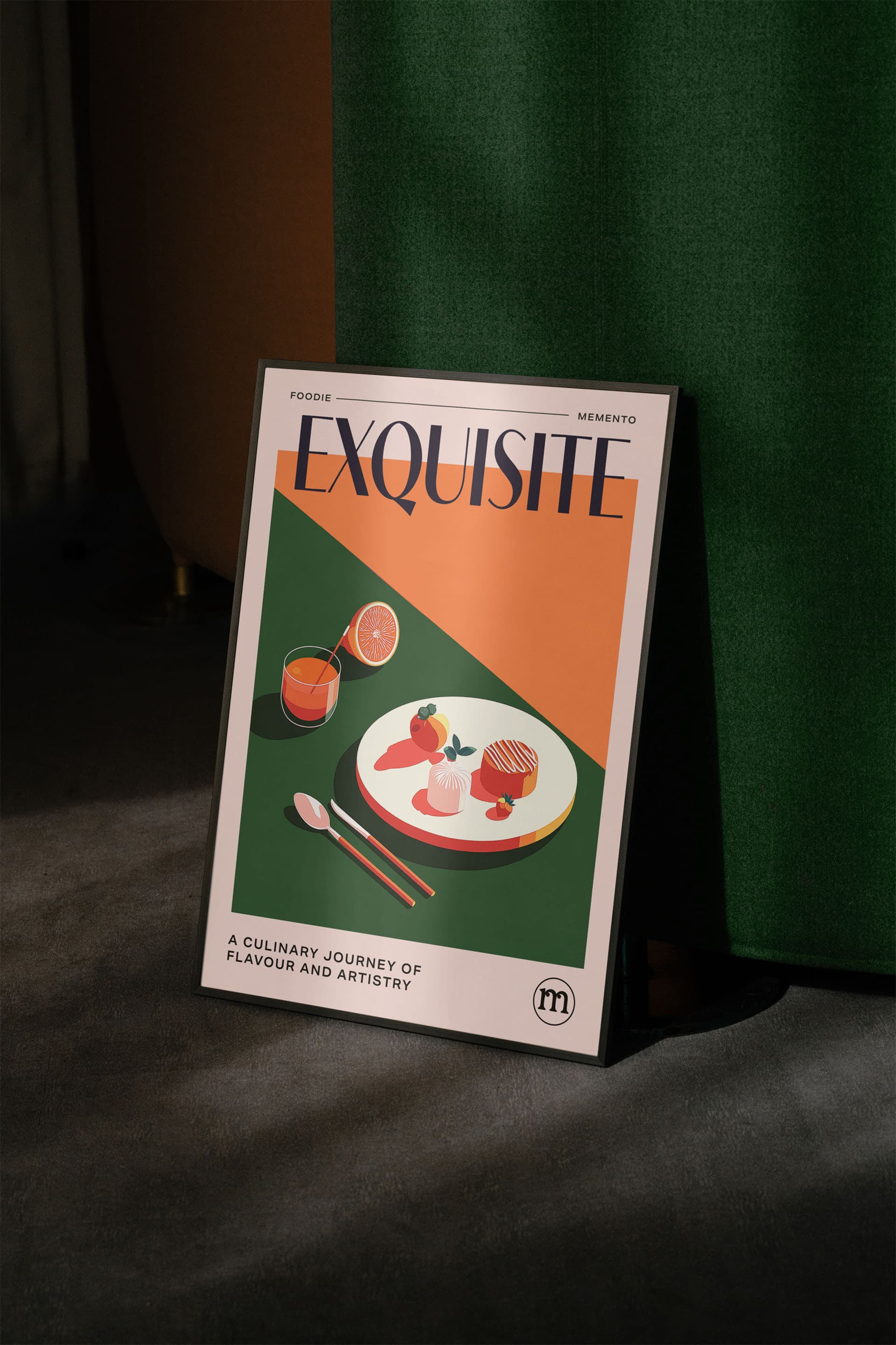 Momeo Fine Dining poster art print in a dining room — UK Michelin star keepsake gift